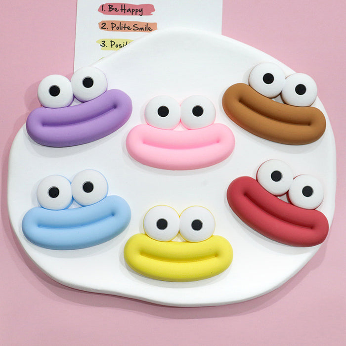 Wholesale 5pcs Big Small size cartoon sausage mouth eyes charger protective cover plush toy hairpin phone case accessories