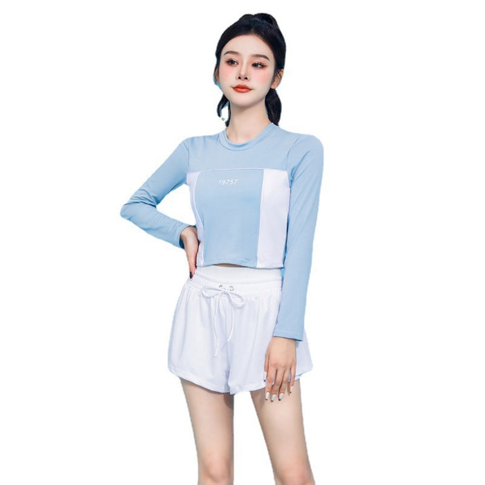 Wholesale New swimsuit quick drying breathable split sports flat angle long sleeved beach vacation swimsuit