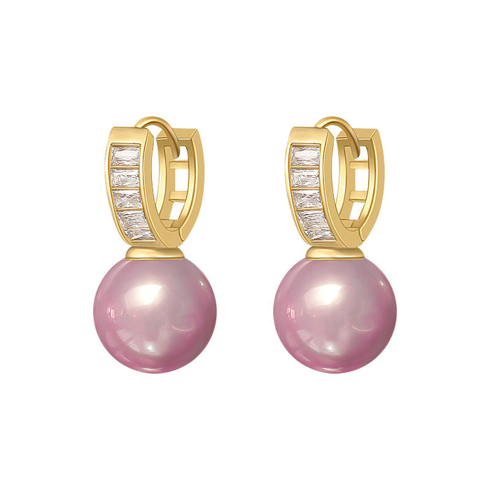 Wholesale New high-end earrings with copper buckle material, light luxury and simple design, earrings with pearl temperament
