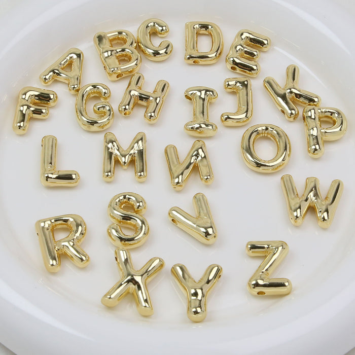 Wholesale 2PCS 18k Brass Glossy Balloon 26 English Letter Necklace JDC-NE-BaiYi006