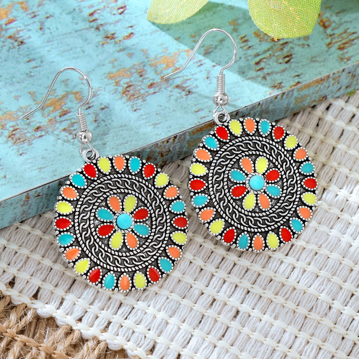 Wholesale 2pcs Vintage Ethnic Style Turquoise Earrings Bohemian Jewelry