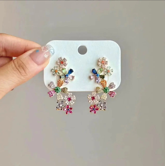 Wholesale three-dimensional flower earrings earrings niche high-end jewelry