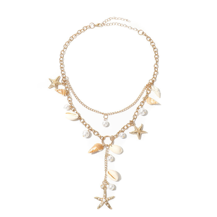 Wholesale Jewelry Beaded Necklace Imitation Pearl Jewelry Starfish Shell necklace