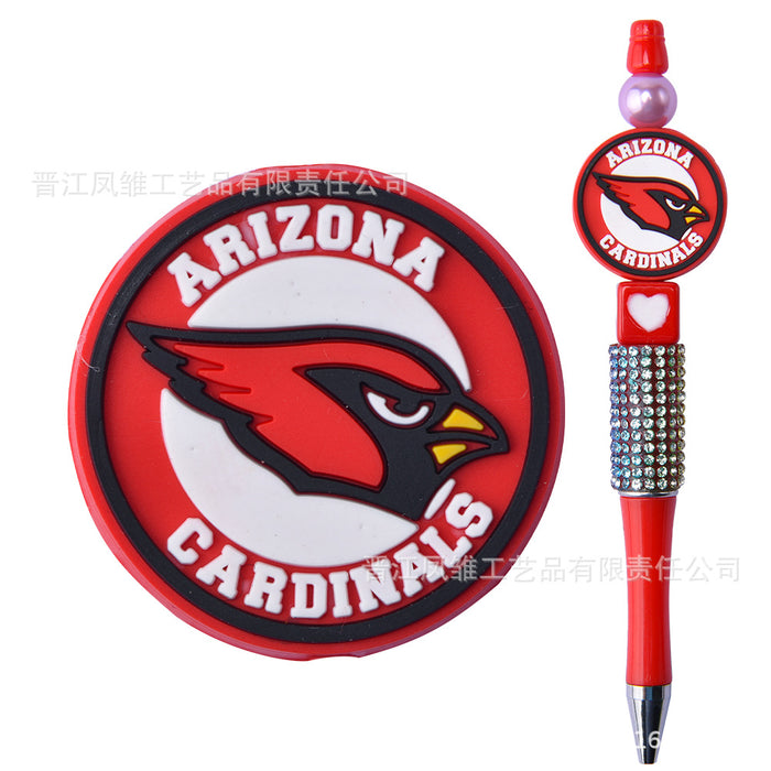 Wholesale 50pcs Rugby team series beads ballpoint pen beaded accessories fun stationery cartoon accessories detachable