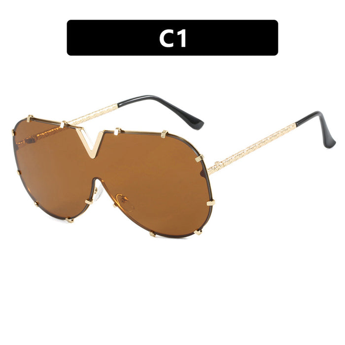 Wholesale Large Frame One Piece PC Women's Sunglasses JDC-SG-PLS118