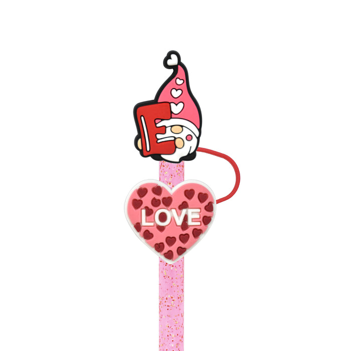 Wholesale 10mm Valentine's Day 10mm Cartoon 100pcs PVC Cartoon Straw Cap JDC-SCR-RYY004