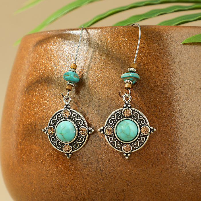 Wholesale 2pcs Bohemian Turquoise Retro Distinctive Earrings