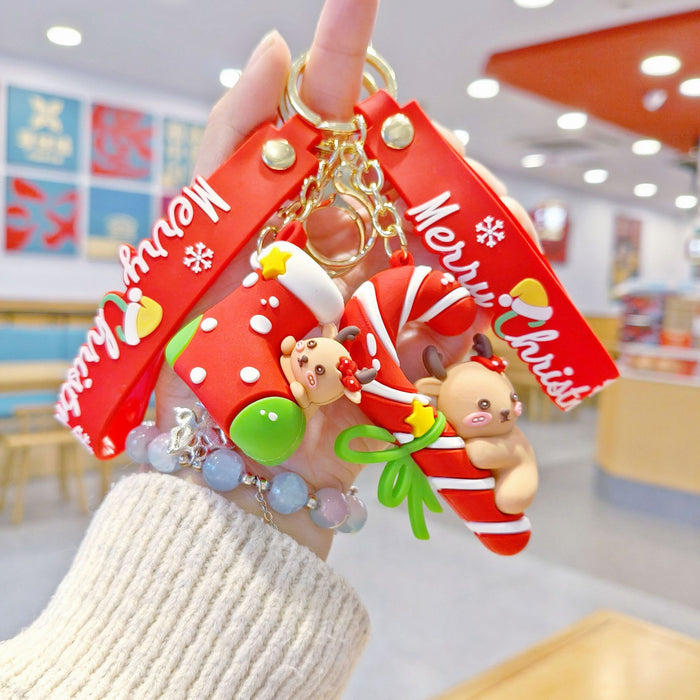 Wholesale  keychain,  cute Christmas tree,  little elk,  Christmas stocking keychain,  claw machine small gift