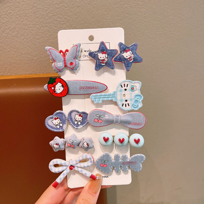 Wholesale Denim Girls'  Plaid Bow Hair Clip