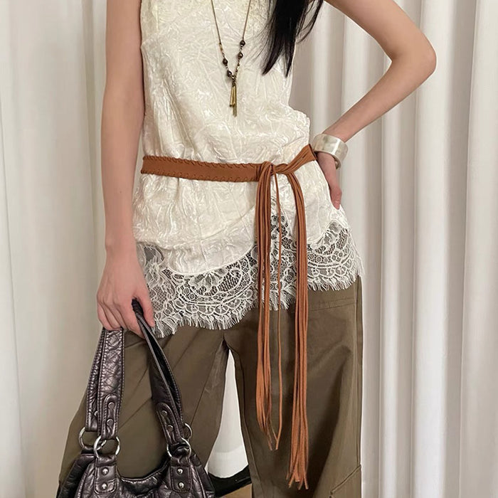 Wholesale Trendy PU Women S Wide Western Belt With Alloy Buckle Bohemian Beaded Camellia Design Vintage Fashion Accessory