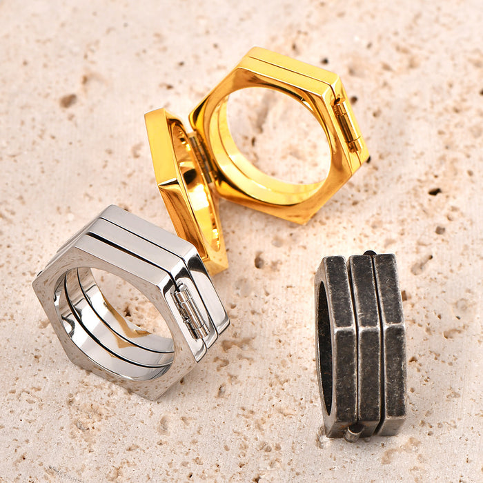 Wholesale Multi-Sided Simple Retro Style Titanium Steel Ring Men' s Ring