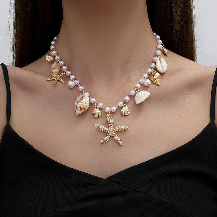 Wholesale shell necklace bracelet imitation pearl starfish jewelry