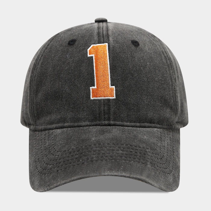 Wholesale Retro washed embroidered number baseball fashionhat for men and women