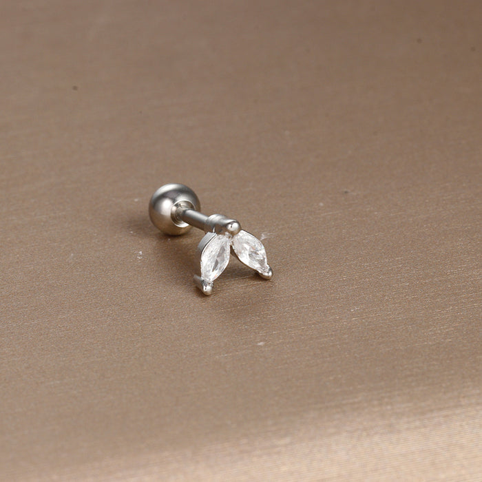 Wholesale Jewelry Stainless Steel Ear Nail Zircon Ball Screw Women