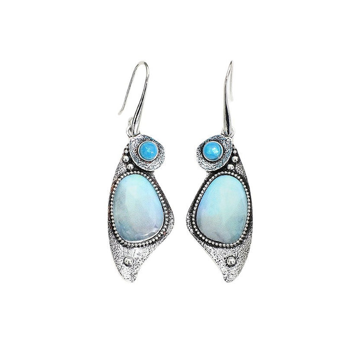 Wholesale Bohemian Vintage Distressed Silver Teardrop Earrings
