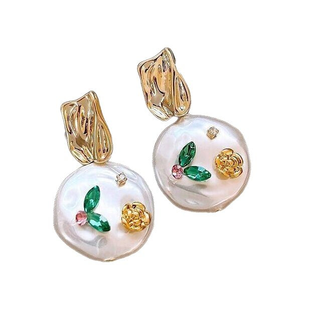 Wholesale Baroque Pearl Earrings Women's 925 Silver Needle