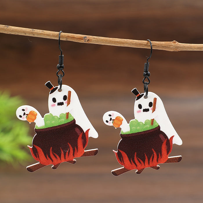 Wholesale Dark Wind  Medicine Stove Ghost Splicing Acrylic Festival Earrings