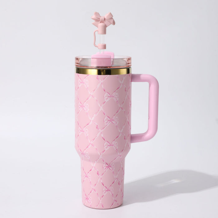 Wholesale Floral 40oz Stainless Steel Vacuum Insulated Tumbler with Handle Trendy Car Cup MOQ≥2