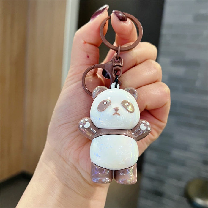 Wholesale Cute PVC Standing Panda Keychains with Glossy Electroplated Finish