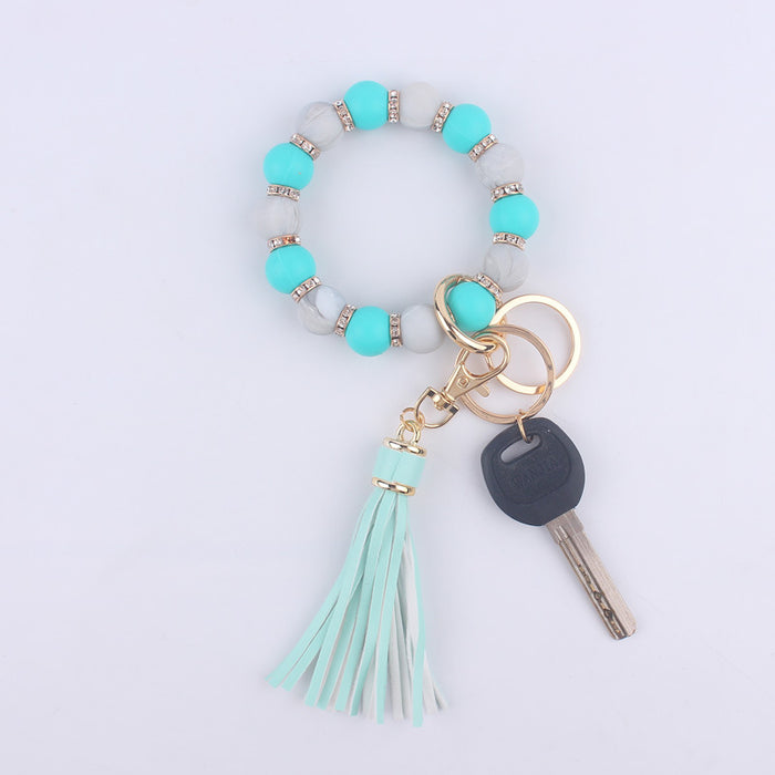 Wholesale Colorful Silicone Beaded Wrist Keychain JDC-KC-GuangTian020