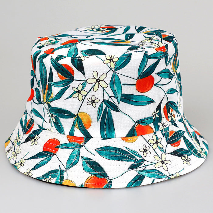 Wholesale  Tropical Fruit  Hat  Trend Double-sided Printed Basin Hat Outdoor Sun Protection Hat