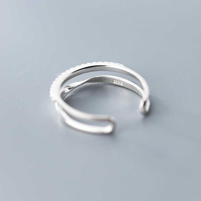 Wholesale Pure silver double-layer open ring, women's niche design, fashionable and personalized ring
