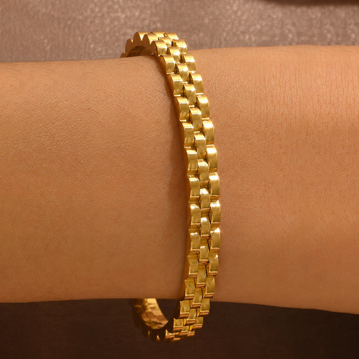 Wholesale Stylish Four Leaf Clover Nail Design Titanium Steel Bangle Bracelet Women Fashion Jewelry Accessory