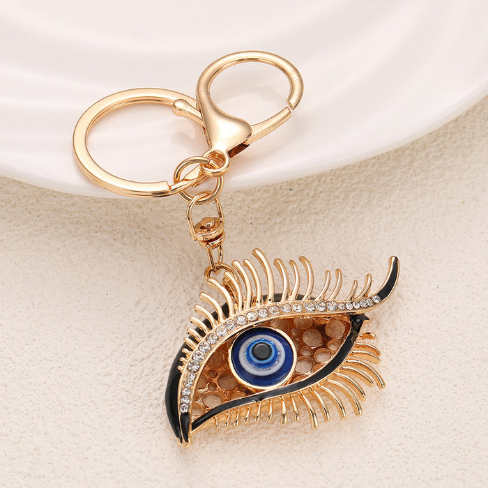 Wholesale Chic Evil Eye Rhinestone Keychain Pendant Zinc Alloy Bag Charm MOQ≥2