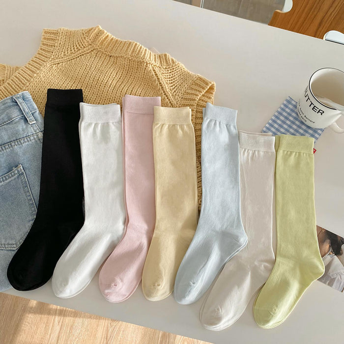 Wholesale Boneless socks, long tube socks, pure cotton solid color pile socks, calf socks