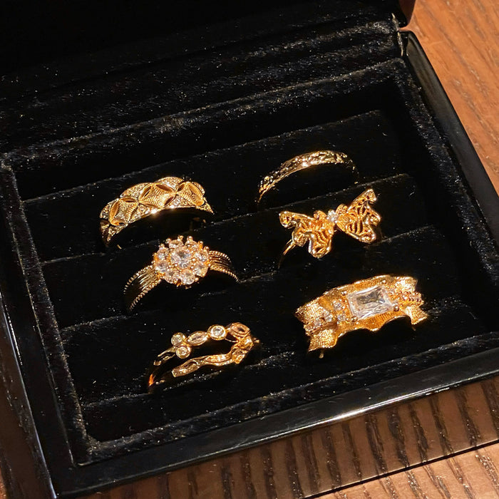 Wholesale Vintage zircon inlaid exquisite open ring, niche butterfly high-end and personalized accessory