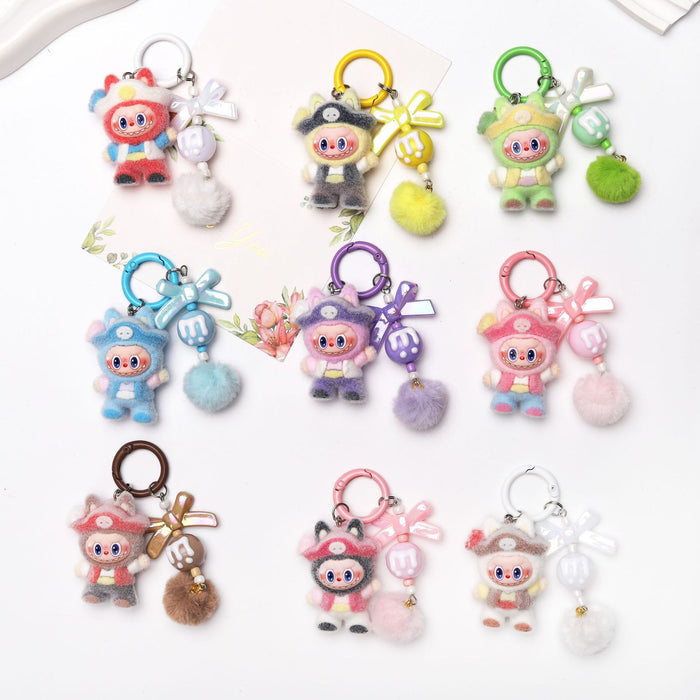 Wholesale Cute Resin Cartoon Flocked Keychain