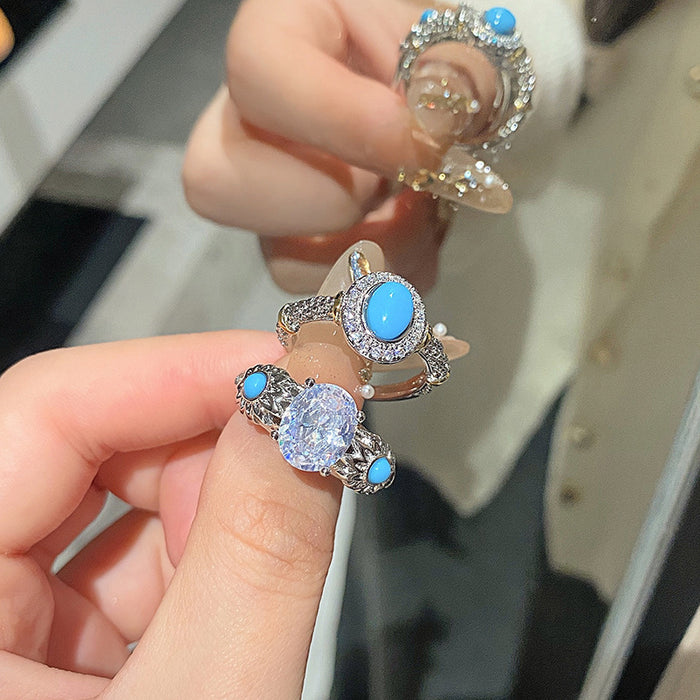 Wholesale Minimally designed light luxury ring with a fashionable and high-end feel, slightly inlaid with oval light luxury ring accessories