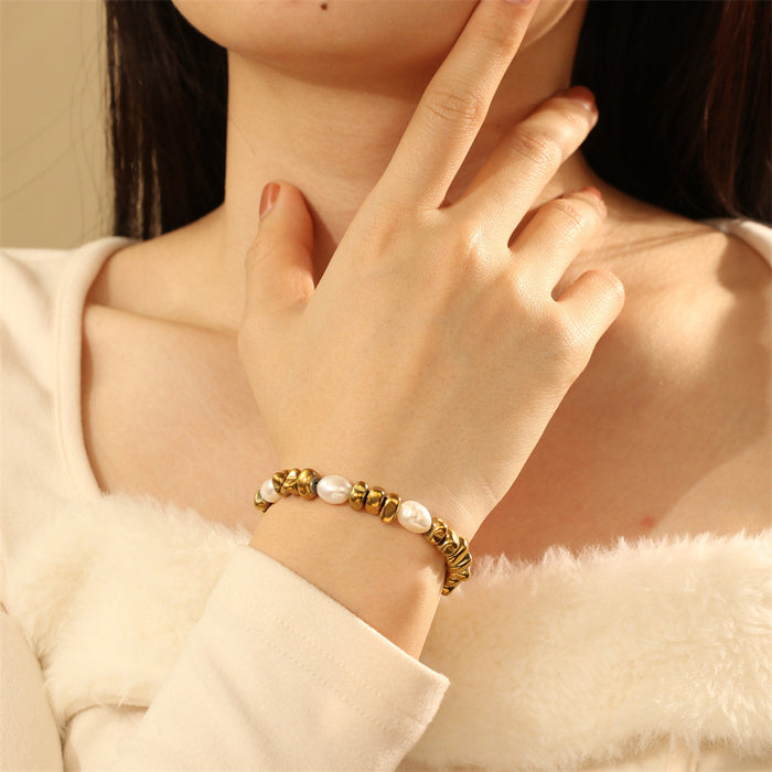 Wholesale Irregular Beaded Pearl Elastic Bracelet JDC-BT-TianYi002