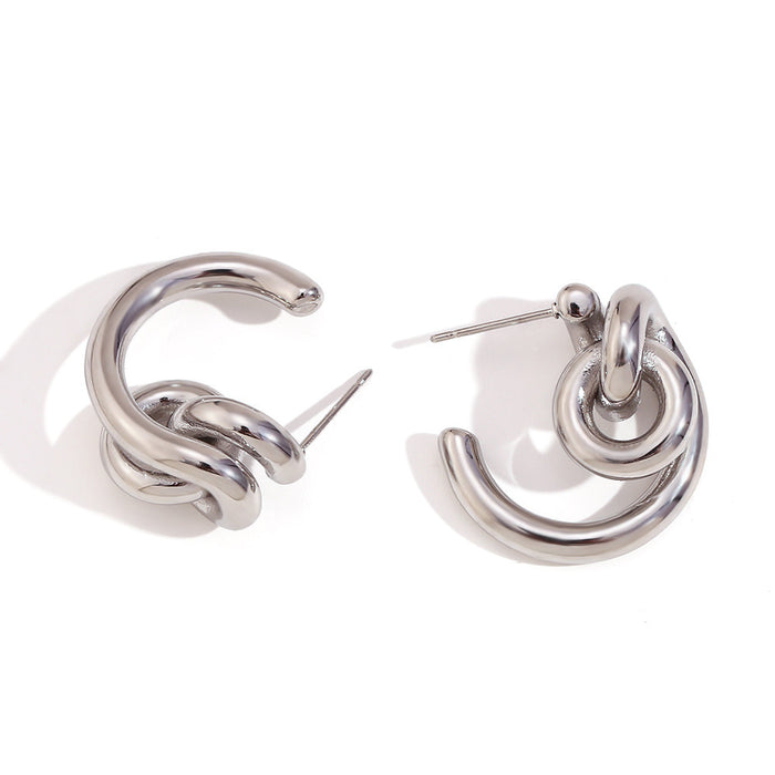 Wholesale Fashionable and versatile retro niche earrings made of stainless steel gold-plated irregular geometric heart-shaped earrings