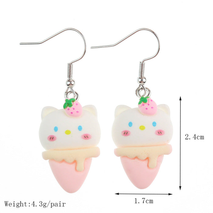 Wholesale Resin Earrings Cute Cartoon Bear Kitty Kitten (S) JDC-ES-niqing026