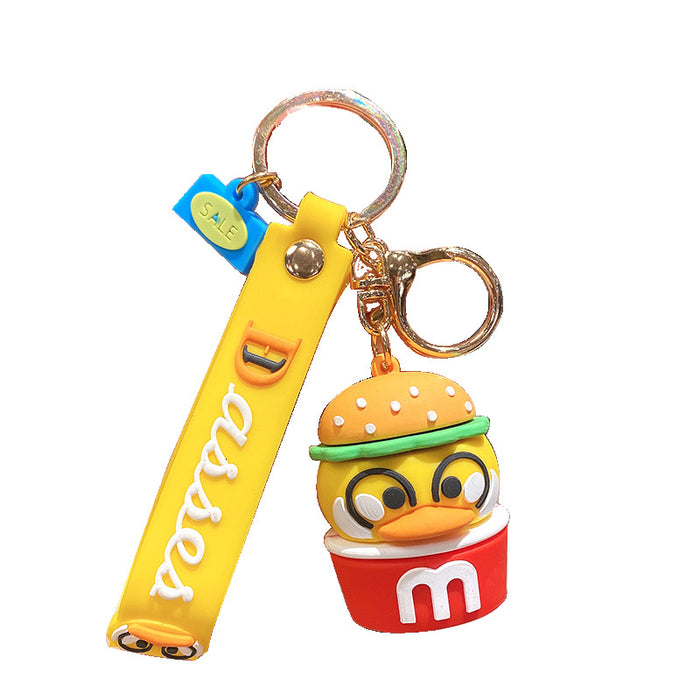 Wholesale Cartoon Burger Duck Silicone Keychain JDC-KC-LeZi003