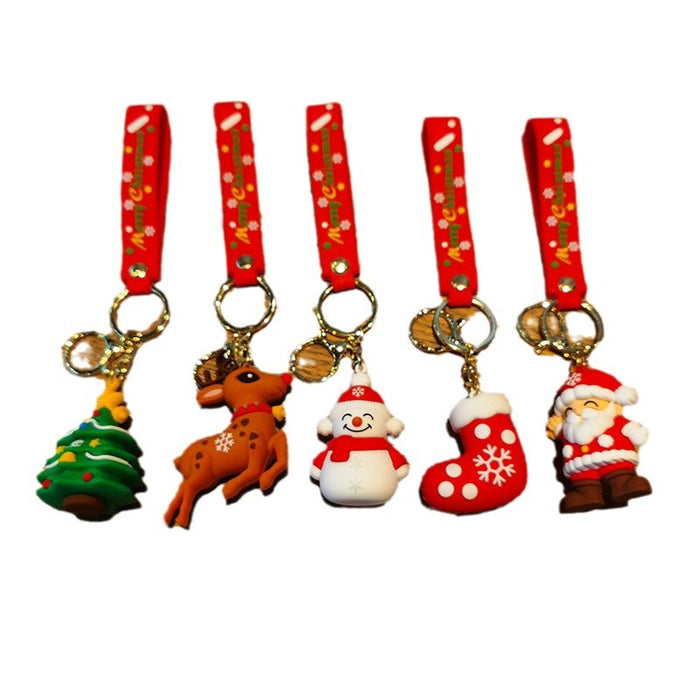 Wholesale Cartoon Santa Claus 3D Doll Rubber Keychain JDC-KC-Tingm034