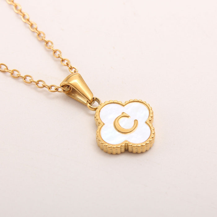 Wholesale gold-plated letter necklace women four-leaf letter pendant necklace jewelry
