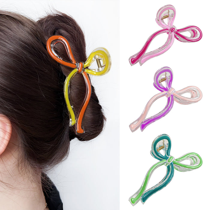Wholesale Chic Bow Design Hair Claw Clip Grass Green Handmade Fashion Accessory Gift Boutique Resale