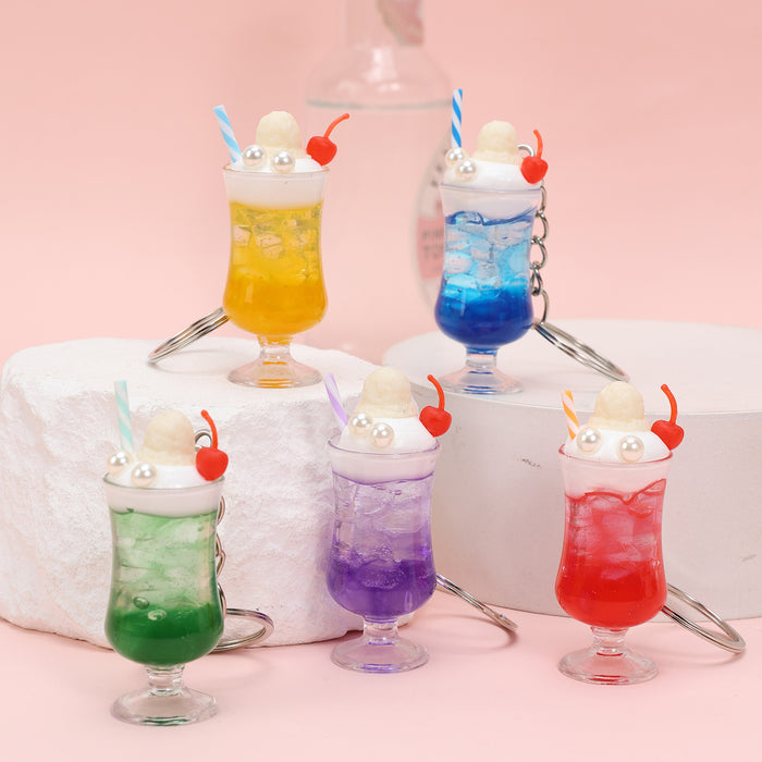 Wholesale Trendy Simulated Juice Cup Pendant Keychain Bag Charm MOQ≥2
