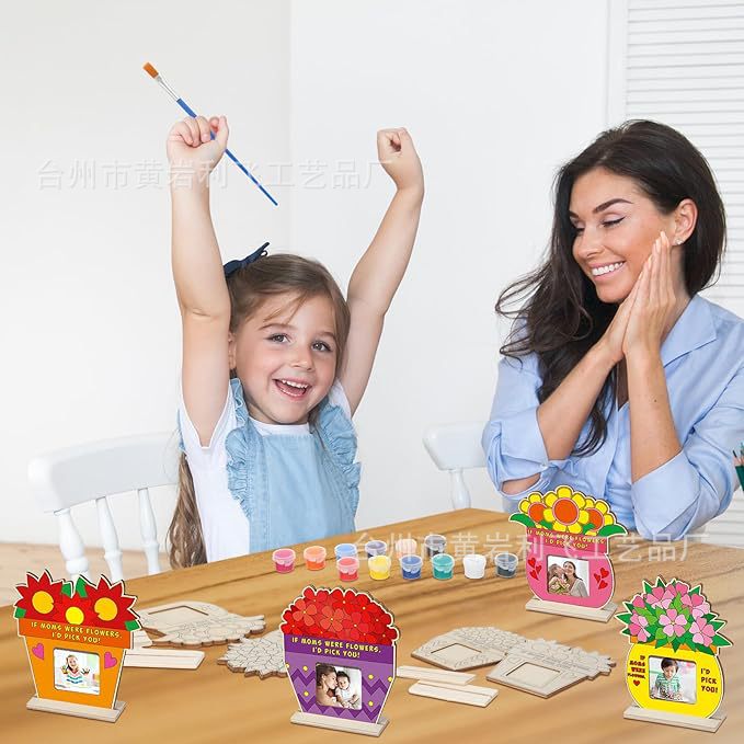 Wholesale Creative wooden ornaments, DIY wooden crafts, white clay graffiti picture frames