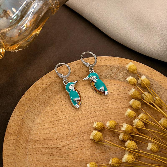 Wholesale Retro Feather Turquoise Earrings Dragonfly  Drop Round Earrings
