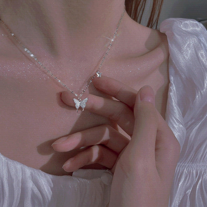 Wholesale Butterfly necklace, light luxury, high-end, niche, collarbone chain for women