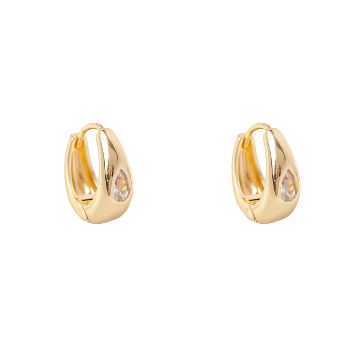 Wholesale Silver Needle Large Aperture Earrings Horse Eye Zirconia Heavy Industry Zirconia Inlaid Women's Arc shaped Earrings Jewelry