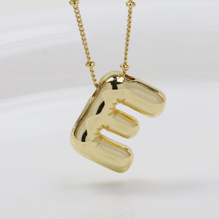 Wholesale 2PCS 18k Brass Glossy Balloon 26 English Letter Necklace JDC-NE-BaiYi006