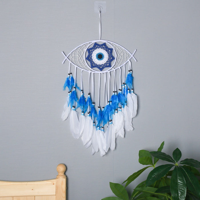 Wholesale Bohemian Evil Eye Dream Catcher Wall Decor Blue