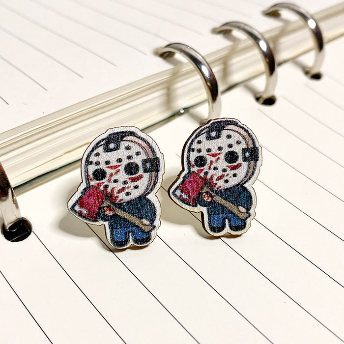 Wholesale  wooden stud earrings printing exaggerated holiday earrings