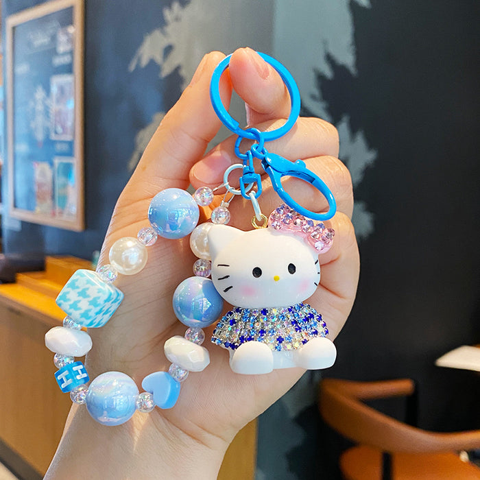 Wholesale Cartoon beaded keychain mobile phone chain