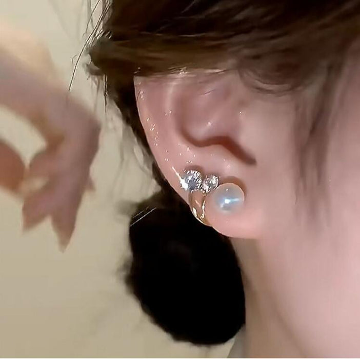 Wholesale New pearl micro inlaid diamond fashionable and niche temperament earrings and ear accessories