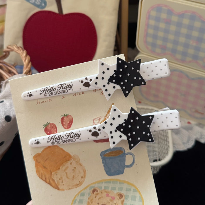 Wholesale Large Acrylic Duckbill Hair Clip Black White Star Polka Dot Sweet Women Fashion Accessory Gift
